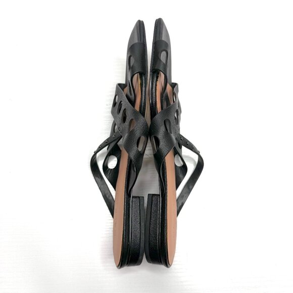 Halston Heritage Cutout Studded Criss Cross Leather Slide Sandals Flats Womens 6 - Picture 4 of 8